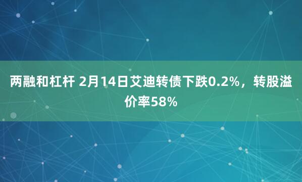 两融和杠杆 2月14日艾迪转债下跌0.2%，转股溢价率58%