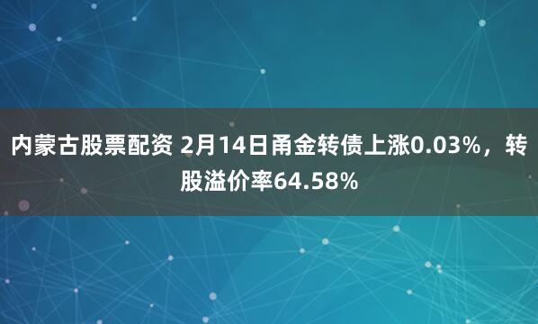 内蒙古股票配资 2月14日甬金转债上涨0.03%，转股溢价率64.58%