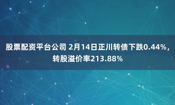 股票配资平台公司 2月14日正川转债下跌0.44%，转股溢价率213.88%