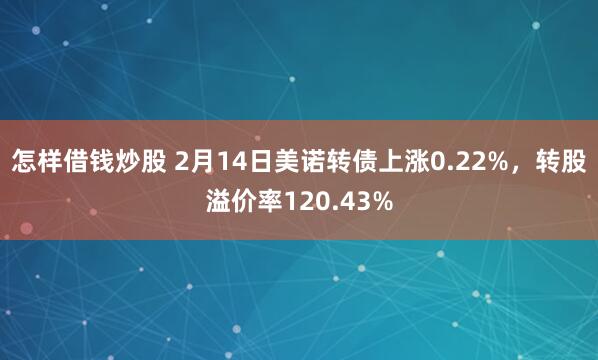 怎样借钱炒股 2月14日美诺转债上涨0.22%，转股溢价率120.43%