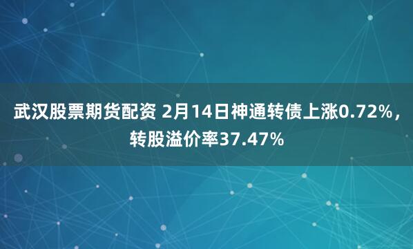 武汉股票期货配资 2月14日神通转债上涨0.72%，转股溢价率37.47%